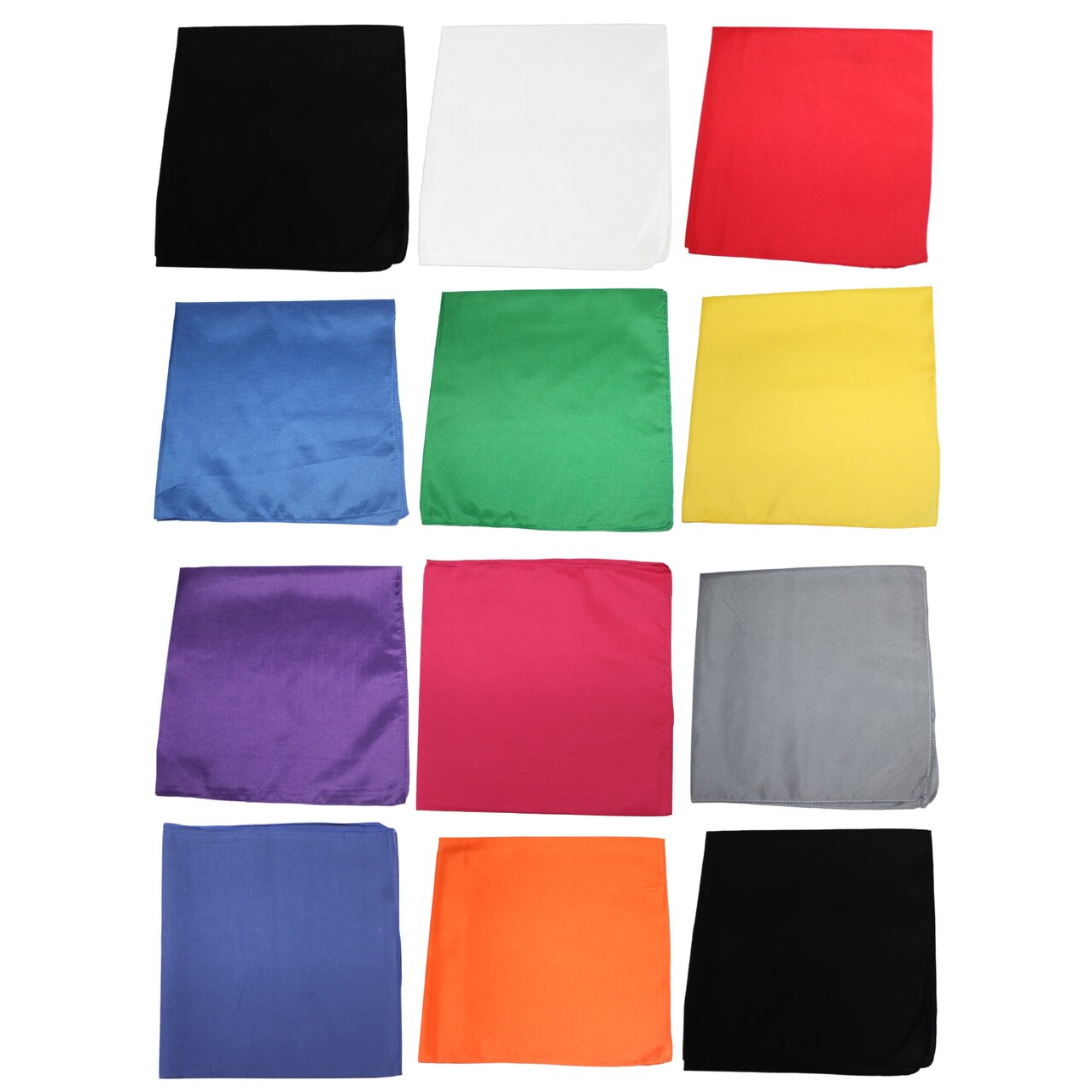 12 Pack Cotton Bandanas in Plain Colors for Crafts, Costumes, Workwear